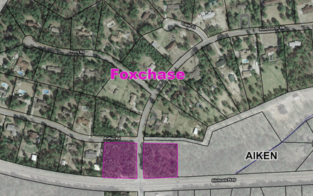 Aerial photo showing lands protected by ALC in the Fox Chase subdivision in Aiken.