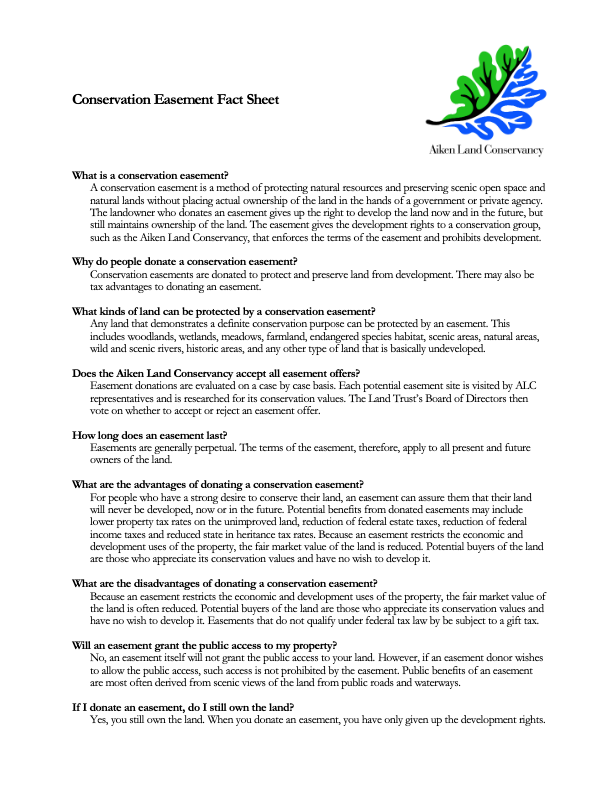 Conservation Easement Fact Sheet